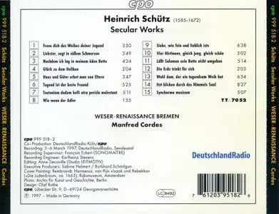 Manfred Cordes, Weser-Renaissance - Heinrich Schütz: Secular Works (1997)