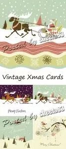 Vintage Christmas Cards Vector