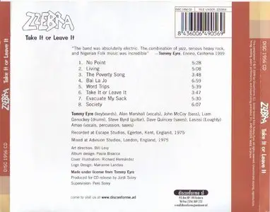 Zzebra - Take It Or Leave It (1975) [Reissue 1999]