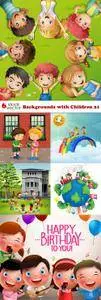 Vectors - Backgrounds with Children 21