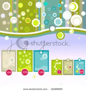 Vector of discount labels with promotional messages
