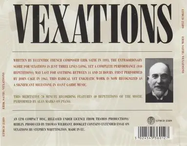 Erik Satie - Vexations - Alan Marks, piano (2005) {Salon Recordings LTMCD 2389 rec 1987}