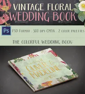 GraphicRiver - Vintage Floral Wedding Photo Book
