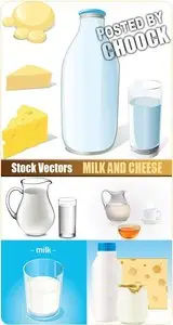Milk and cheese - Stock Vector