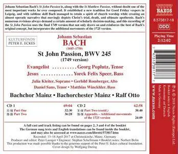 Ralf Otto, Mainz Bach Choir & Mainz Bach Orchestra - Bach: St. John Passion, BWV 245 (1749 Version) (2018)