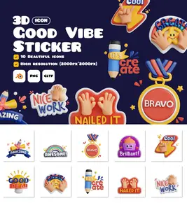 EE - Good Vibes Stickers V.1  3D Icon Set JJBJQL8