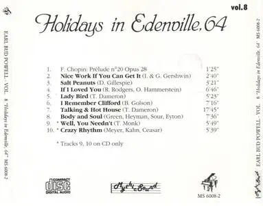 Bud Powell - Holidays In Edenville, 64 (1989) {Mythic Sound ‎MS 6008-2}