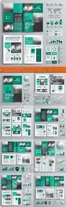 Corporate identity template brochure layout and infographics vector 16