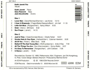 Keith Jarrett Trio - Tribute (1989) (2-CD) (Repost)