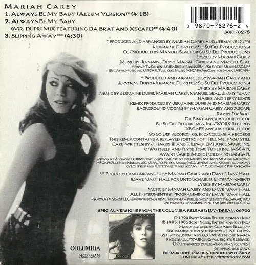 Mariah Carey - Always Be My Baby (US CD single) (1996) {Columbia} **[RE ...