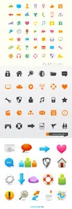 Clean and Flat Icons Vector Set