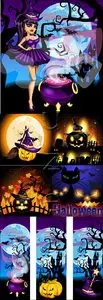 Vector - Halloween moon backgrounds