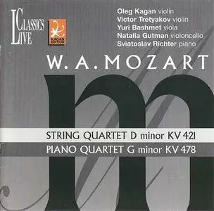 W.A. Mozart: String Quartet D minor KV 421; Piano Quartet G minor KV 478 / Oleg Kagan, Yuri Bashmet, Sviatoslav Richter (1999)