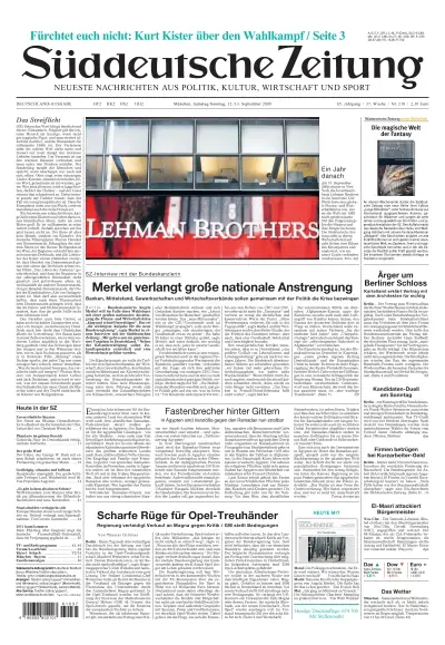 Sueddeutsche Zeitung vom 12.09.2009