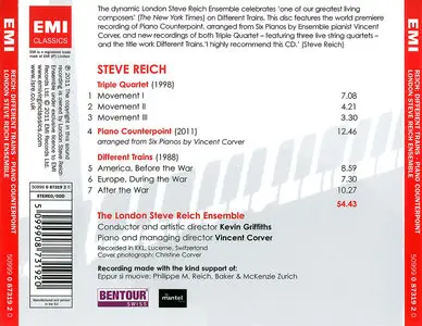 The London Steve Reich Ensemble - Steve Reich: Different Trains; Piano Counterpoint; Triple Quartet (2011)