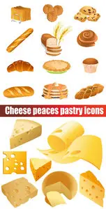 Stock vector - Cheese peaces pastry icons