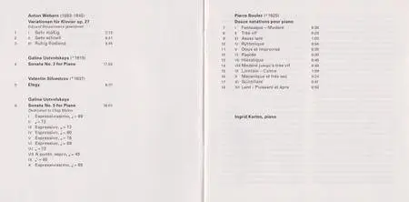 Ingrid Karlen - Variations: Anton Webern, Galina Ustvolskaya, Valentin Silvestrov, Pierre Boulez (1997) {ECM New Series 1606}