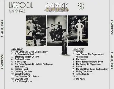 Genesis with Peter Gabriel Lamb Lies Down On Broadway Live Soundboard Liverpool England