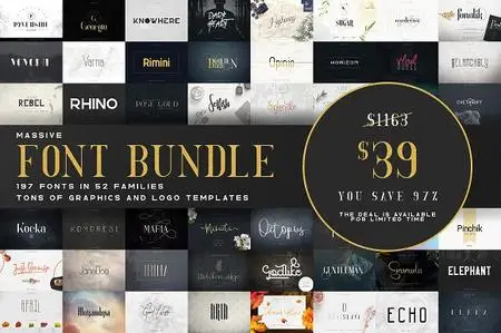 CreativeMarket - Massive Font Bundle - 197 fonts 3037602