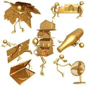 Large collection of cliparts gold men