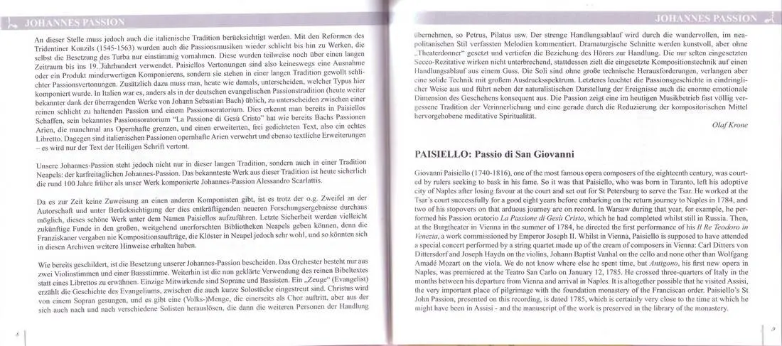 Paisiello - Passio di San Giovanni (L'Arte del Mondo, Ehrhardt) (2009)