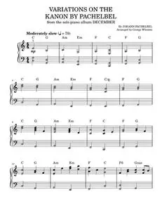 Variations on the kanon by Pachelbel - George Winston (Easy Piano)