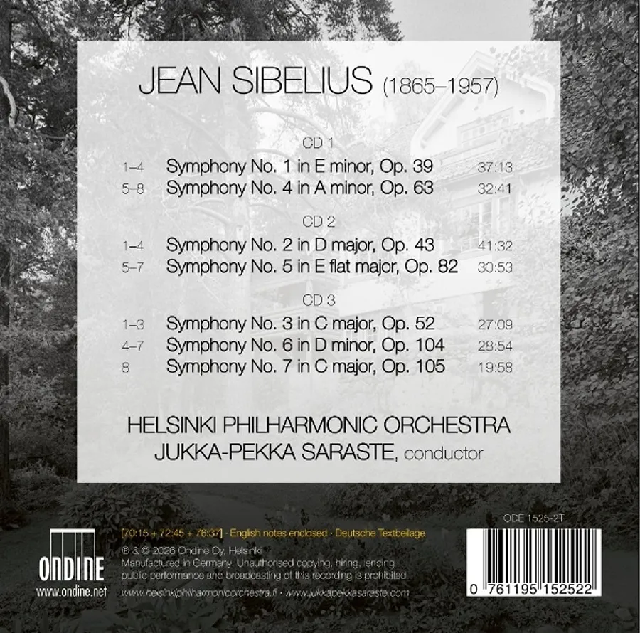 Jukka-Pekka Saraste, Helsinki Philharmonic Orchestra - Jean Sibelius: The 7 Symphonies (2026)