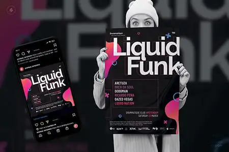 Liquid Funk - Event Poster, Party Flyer Template