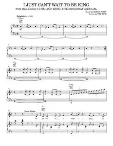 I Just Can't Wait To Be King (from The Lion King: Broadway Musical) - Elton John, The Lion King (Piano-Vocal-Guitar)