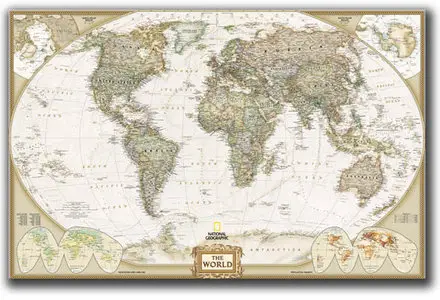 World Political - Antique National Geographic 