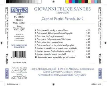 Irene Morelli, Beatrice Mercuri, Diego Cantalupi & Giuseppe Schinaia - Sances: Capricci Poetici, Vol. 1 (2017)