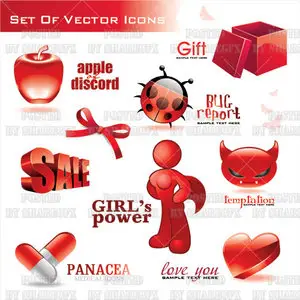 Stock Vector - Red icon Set1806