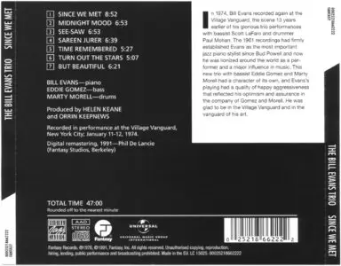 Bill Evans Trio - Since We Met (1974) [Remastered 1991]