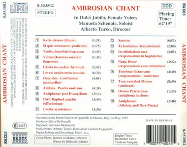 Schenale, In Dulci Jubilo, Turco - Ambrosian Chant (1995, Naxos "Early Music" # 8.553502) [RE-UP]