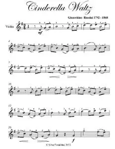 «Cinderella Waltz Easy Violin Sheet Music» by Gioachino Rossini