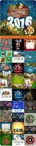 2016 Merry Christmas and Happy New Year vector background 43