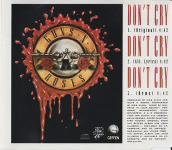 Guns 'N' Roses - Don't Cry (1991, Geffen Records # GED 21651) {restored}
