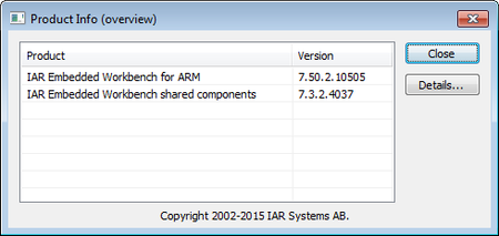 IAR Embedded Workbench for ARM 7.50.2