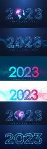 Modern futuristic technology template for merry christmas and happy new year 2023