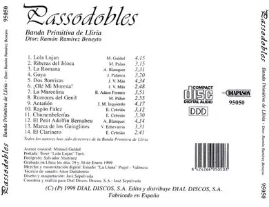 Banda Primitiva de Lliria – Pasodobles (1999)