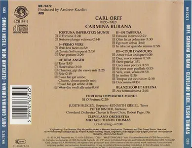 Orff - Cleveland Orchestra, Tilson Thomas - Carmina Burana (1974, CD reissue 1990, CBS Masterworks # MK 33172)