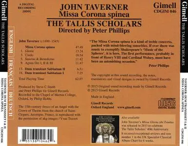 Peter Phillips, The Tallis Scholars - John Taverner: Missa Corona Spinea (2015)