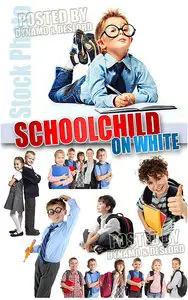 Schoolchild on white #2 - UHQ Stock Photo