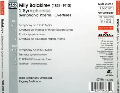 Evgeny Svetlanov, USSR Symphony Orchestra - Mily Balakirev: 2 Symphonies, Symphonic Poems, Overtures (1997)