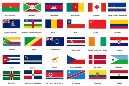 EE - 30 Countries National Flags Burundi to Egypt ZSRGTUR