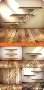 Empty interior with wood shelf vector