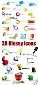 3D Glossy Icons Vector