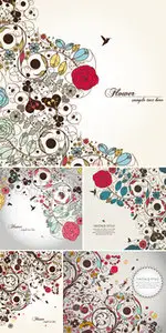 Vintage Flower Backgrounds Vector