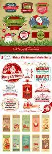 Vectors - Shiny Christmas Labels Set 3