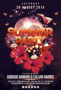 Summer Party - Flyer PSD Template plus Facebook Cover